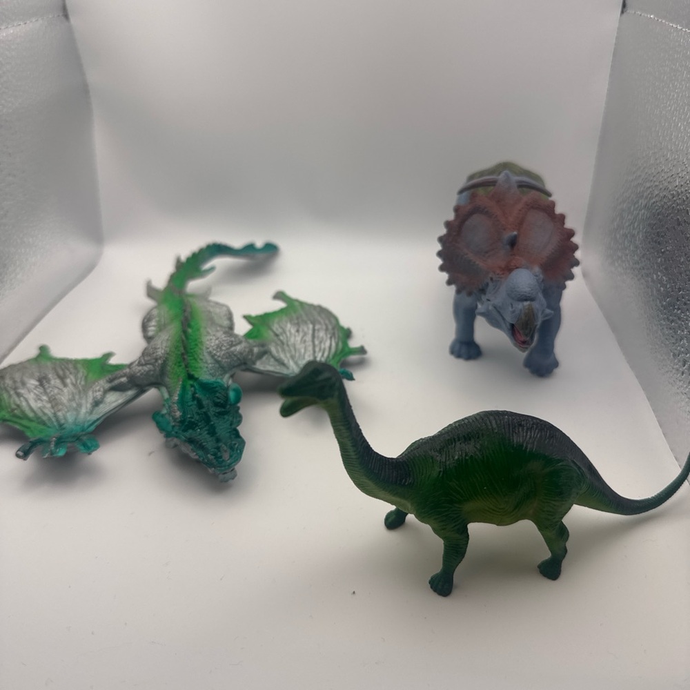 Reptile and Dinosaur Toy Set - Green, Gray, Blue